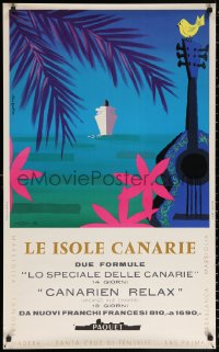 1r109 PAQUET LE ISOLE CANARIE 24x39 French travel poster 1950 Alain Gauthier art of ship & more!