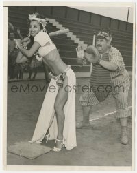 1t167 BILLY GILBERT 7x9 news photo 1940 as catcher by sexy woman at annual charity baseball game!