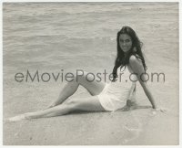 1t214 CAROLINE MUNRO English 8.25x10 still 1974 full-length sitting in ocean in her wet clothes!