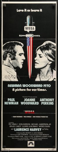 1y278 WUSA insert 1970 Paul Newman, Joanne Woodward, cool microphone dagger art!