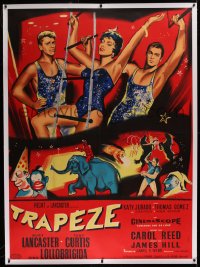 2a101 TRAPEZE linen style B French 1p 1956 Bertrand art of Lancaster, Lollobrigida & Tony Curtis!