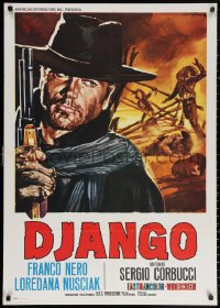 2f683 DJANGO Italian 1sh 1966 Sergio Corbucci, Belinsky spaghetti western art of Franco Nero w/ gun