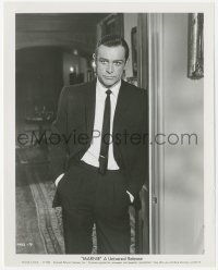 2h631 MARNIE 8x10.25 still 1964 Sean Connery sorely perplexed in hallway, Alfred Hitchcock!