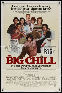 2j122 BIG CHILL int'l 1sh 1983 Lawrence Kasdan, Tom Berenger, Glenn Close, Jeff Goldblum!