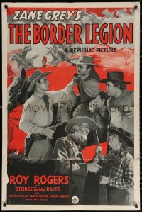 2j152 BORDER LEGION 1sh 1940 cool artwork of Roy Rogers & Gabby Hayes, written by Zane Grey!