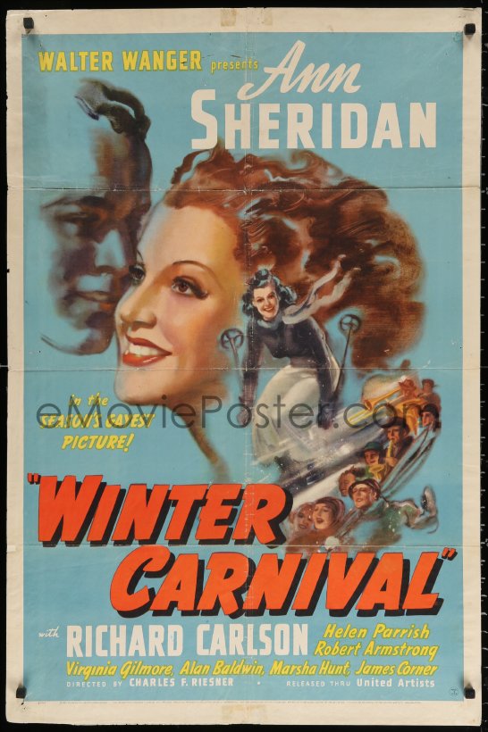 2j981 WINTER CARNIVAL 1sh 1939 Ann Sheridan, Carlson