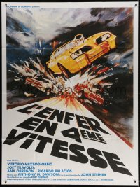 2k498 CAR CRASH French 1p 1985 Antonio Margheriti, cool artwork of exploding vehicles!