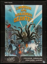 2k607 GIANT SPIDER INVASION French 1p 1976 great art of really big bug terrorizing city by Musso!