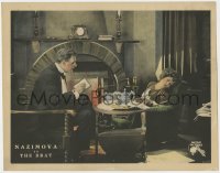 2m318 BRAT LC 1919 Charles Bryant sits with pretty Nazimova asleep by fireplace!