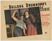 2m326 BULLDOG DRUMMOND'S PERIL LC 1938 c/u of detective John Howard with sword & Louise Campbell!