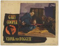 2m361 CLOAK & DAGGER LC #7 1946 Gary Cooper & Lilli Palmer hide in secret passage, Fritz Lang