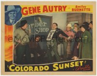 2m366 COLORADO SUNSET LC 1939 Gene Autry holds Buster Crabbe while Smiley glues a sign on him!