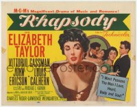 2m177 RHAPSODY TC 1954 Elizabeth Taylor, Vittorio Gassman, magnificent drama of romance & music!