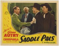 2m754 SADDLE PALS LC #7 1947 cool image of Gene Autry pushing bad guy Tom London!