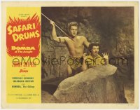 2m756 SAFARI DRUMS LC 1953 Johnny Sheffield as Bomba the Jungle Boy with spear by screaming Bestar!