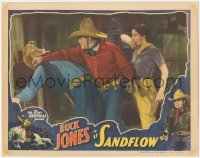 2m760 SANDFLOW LC 1937 close up of Buck Jones punching bad guy as Lita Chevret reels in shock!