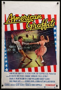 2p113 AMERICAN GRAFFITI Belgian 1973 George Lucas classic, cool different artwork of teens dancing!