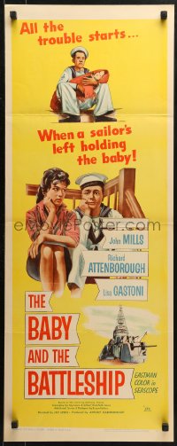 2p374 BABY & THE BATTLESHIP insert 1957 English sailors John Mills & Richard Attenborough!