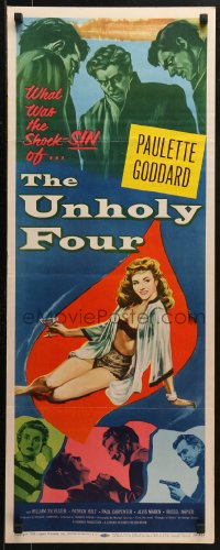 2p585 UNHOLY FOUR insert 1954 Terence Fisher's A Stranger Came Home, Paulette Goddard, Hammer!