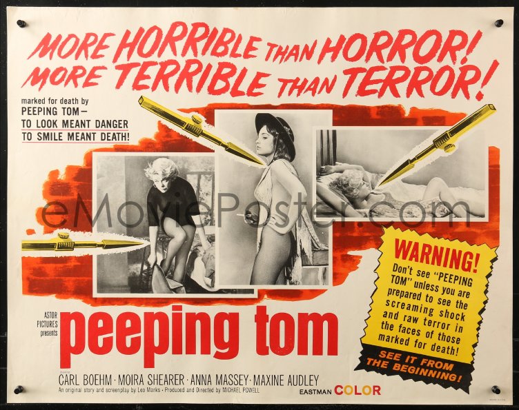 eMoviePoster 2p751 PEEPING TOM 1/2sh 1962 Michael Powells ...