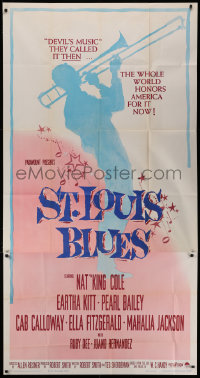 2z0475 ST. LOUIS BLUES 3sh 1958 Nat King Cole, the life & music of W.C. Handy, cool silhouette art!