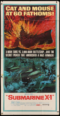 2z0480 SUBMARINE X-1 3sh 1968 cool Jack Thurston World War II naval scuba divers & warfare art!