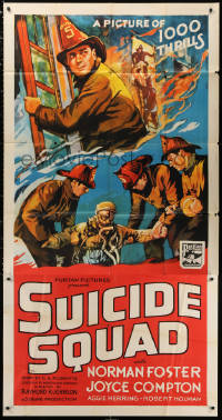 2z0481 SUICIDE SQUAD 3sh 1936 really cool firefighter rescue art, a picture of 1000 thrills, rare!