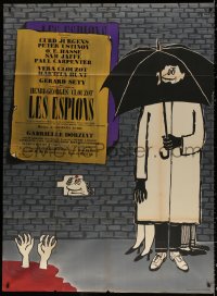 2z1154 SPIES French 1p 1957 Henri-Georges Clouzot, Sine cartoon art of spy under umbrella!