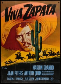 2z1212 VIVA ZAPATA French 1p R1960s different art of Marlon Brando by Boris Grinsson, John Steinbeck