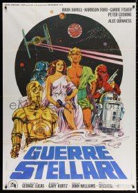 2z0684 STAR WARS Italian 1p 1977 George Lucas classic sci-fi epic, cool different art by Papuzza!