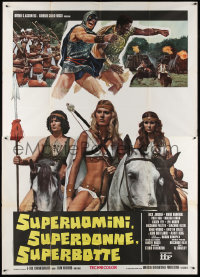 2z0331 SUPERSTOOGES VS. THE WONDERWOMEN Italian 2p 1974 great art of wacky heroes & Amazon women!