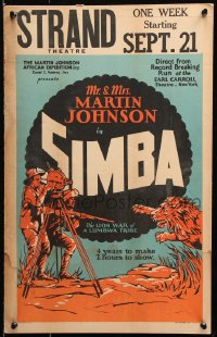 2z0235 SIMBA WC 1928 Osa & Martin Johnson spent four years making this in Africa, Hap Hadley art!