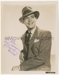 3f0685 MICHAEL WHALEN signed 8x10 still 1940s great seated smiling portrait in suit, tie & hat!