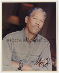 3f1120 MORGAN FREEMAN signed color 8x10 REPRO still 1990s great portrait with his arms crossed!