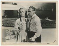 3f0695 NINA FOCH signed 8x10 still 1949 close up with George Raft by boat in Johnny Allegro!