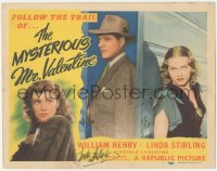 3f0106 MYSTERIOUS MR. VALENTINE signed TC 1946 by Linda Sterling, who's in the border image!