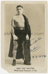 3f0929 MIKE FRATTINI signed 5x8 photo 1934 the professional welterweight champion of Italy!