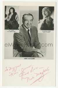 3f0454 MIKE MAZURKI signed signed 4x6 postcard 1960s three images including two as Clon and Tunga Khan!