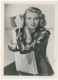 3f0934 PATRICIA NEAL signed 5x7 photo 1950s great portrait of the leading lady w/arms around chair!