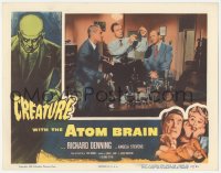 3r1071 CREATURE WITH THE ATOM BRAIN LC 1955 two men watching Richard Denning with test tube in lab!