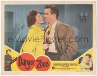 3r1080 DANGER ZONE LC #3 1951 Paula Drew holds gun on Hugh Beaumont before Leave It To Beaver!