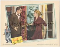 3r1077 D.O.A. LC #4 1950 c/u of Edmond O'Brien confronting pretty Lynn Baggett, classic noir!