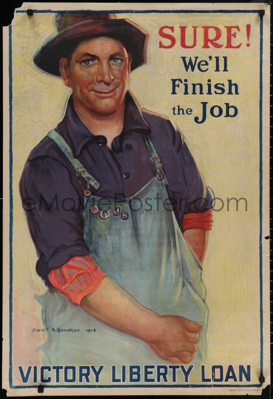 eMoviePoster.com: 4a0499 SURE WE'LL FINISH THE JOB 26x38 WWI war poster ...