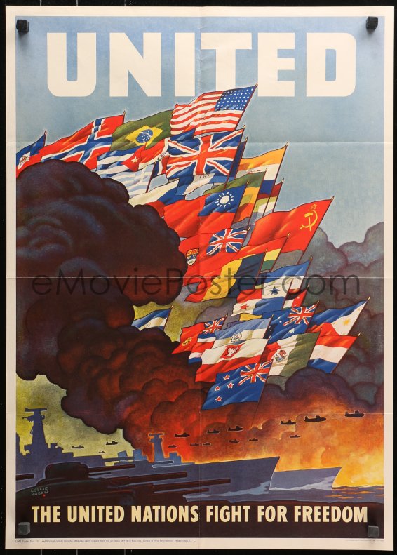 eMoviePoster.com: 4a0462 UNITED NATIONS FIGHT FOR FREEDOM 20x28 WWII ...