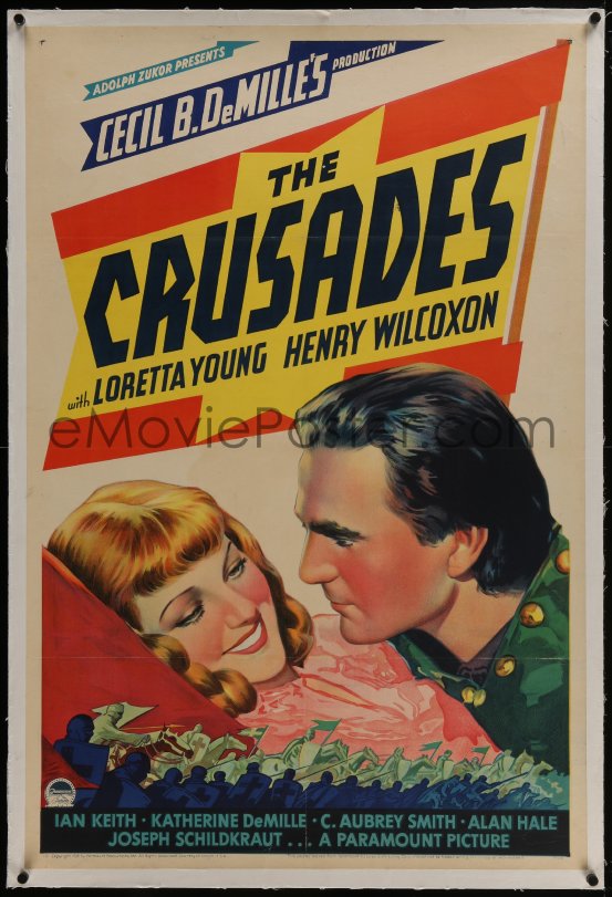 4b0082 CRUSADES Linen Style C 1sh 1935 Stone Litho Of Loretta Young ...