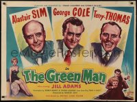 4d0258 GREEN MAN British quad 1956 great EMC art of Alastair Sim, George Cole & Terry-Thomas, rare!