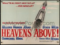 4d0259 HEAVENS ABOVE! British quad 1963 great Donald Parker art of priest flying up, very rare!