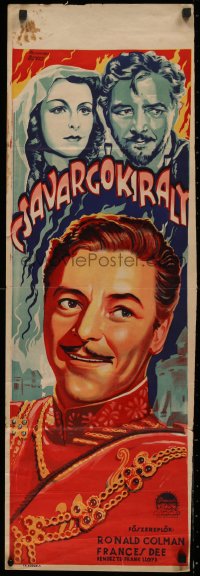 4d0502 IF I WERE KING Hungarian 13x37 1938 Muskovszky art of Ronald Colman & Frances Dee, rare!