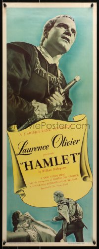 4d0403 HAMLET insert 1949 Laurence Olivier in William Shakespeare classic, Best Picture, rare!