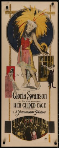 4d0100 HER GILDED CAGE insert 1922 full-length Gloria Swanson in wild showgirl outfit, ultra rare!